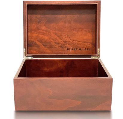 Wooden Keepsake Decorative Box with Lid Wood Printing Handling Stamping