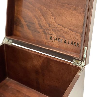 Wooden Keepsake Decorative Box with Lid Wood Printing Handling Stamping