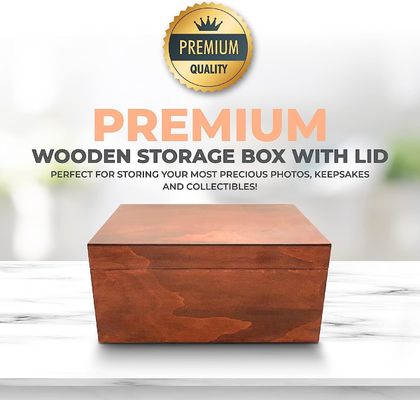 Wooden Keepsake Decorative Box with Lid Wood Printing Handling Stamping