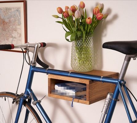 Classification Non-folding Rack Wall Mounted Bike Rack with Handmade OAK Wood Design
