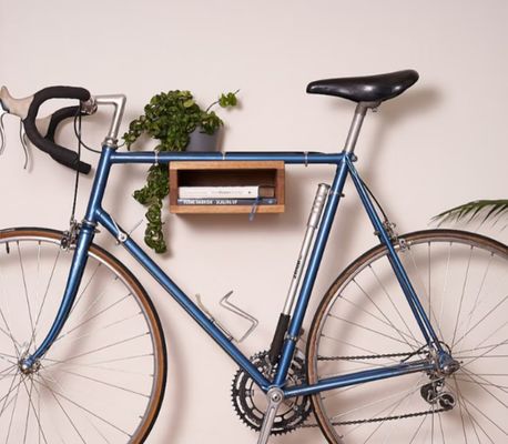 Classification Non-folding Rack Wall Mounted Bike Rack with Handmade OAK Wood Design