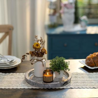 Rustic Ash Tealight Post Tray Small Farmhouse Table Centerpiece with Customized Logo
