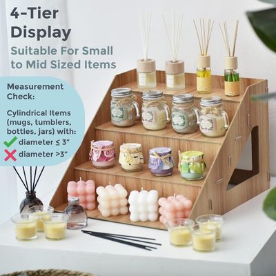 Modern Wooden Countertop Candle Soap Holder for Displaying Glass Cups Cupcakes and Candy