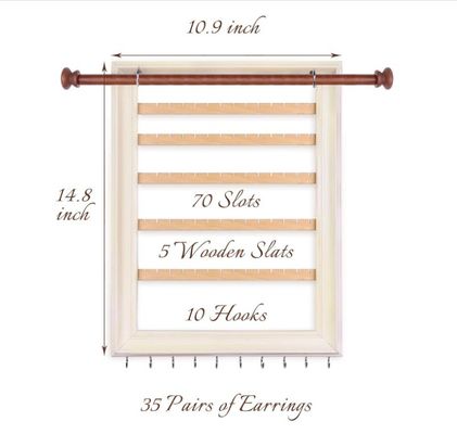 Non-folding Rack Earring Holder Wall Jewelry Display with Bracelet Necklace Holder and Rod