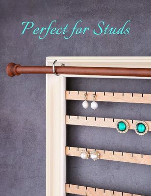 Non-folding Rack Earring Holder Wall Jewelry Display with Bracelet Necklace Holder and Rod