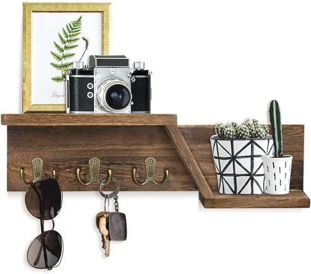 Double Tiers Rustic Wood Wall Mounted Foldable Hanging Shelf Set for Home Decorations