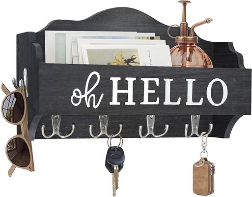 Double Tiers Rustic Wood Wall Mounted Foldable Hanging Shelf Set for Home Decorations