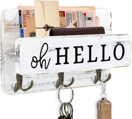 Double Tiers Rustic Wood Wall Mounted Foldable Hanging Shelf Set for Home Decorations