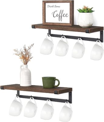 Solid Wood Floating Rack Coffee Bar Accessories for Wall Book Shelves in Kids Kitchen