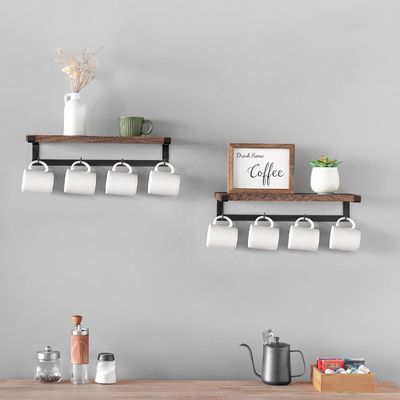 Solid Wood Floating Rack Coffee Bar Accessories for Wall Book Shelves in Kids Kitchen