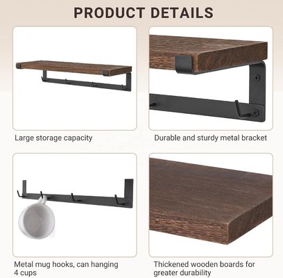 Solid Wood Floating Rack Coffee Bar Accessories for Wall Book Shelves in Kids Kitchen