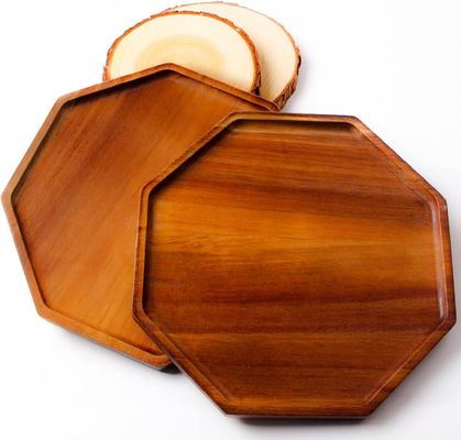 Acacia Wood Serving Platters and Trays with Easy Carry Grooved Handle Design Accepted