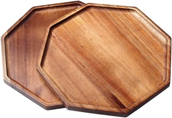 Acacia Wood Serving Platters and Trays with Easy Carry Grooved Handle Design Accepted