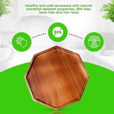 Acacia Wood Serving Platters and Trays with Easy Carry Grooved Handle Design Accepted