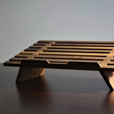 Wooden Walnut Laptop Stand Customized Logo Wood Handcrafted Laptop Riser and Holder