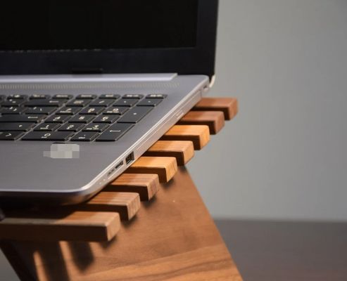 Wooden Walnut Laptop Stand Customized Logo Wood Handcrafted Laptop Riser and Holder