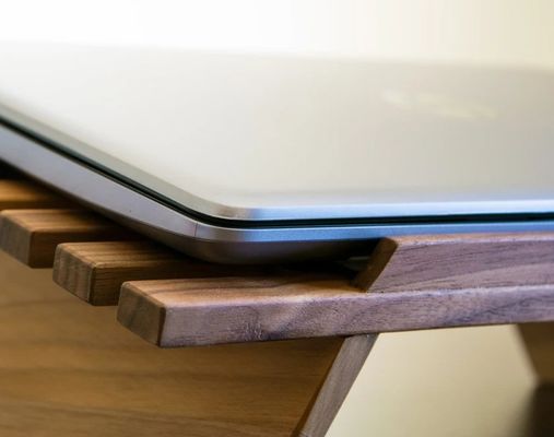 Wooden Walnut Laptop Stand Customized Logo Wood Handcrafted Laptop Riser and Holder