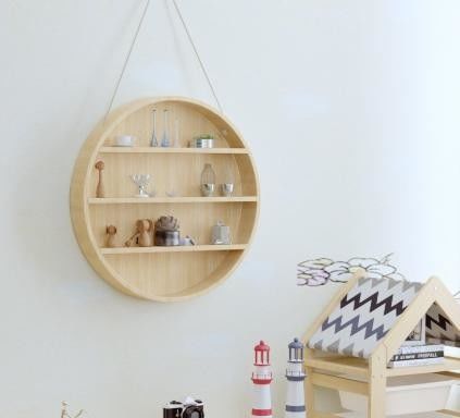 2-Tier Floating Wall Mounted Rustic Wood Shelves for Modern Brass Home Furniture