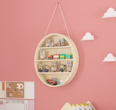 2-Tier Floating Wall Mounted Rustic Wood Shelves for Modern Brass Home Furniture