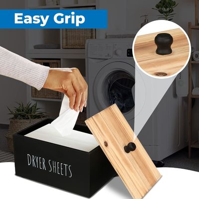 Gift Craft Black Wooden Box Container Rectangle Modern Space Saving Sheets Dispenser