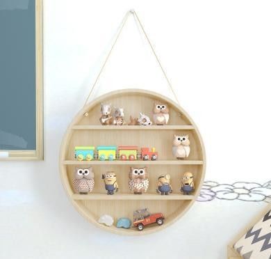 2-Tier Floating Wall Mounted Rustic Wood Shelves for Modern Brass Home Furniture