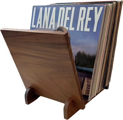 Flip Display Wooden Record Holder for 50 Music Album Storage Single Tier Design