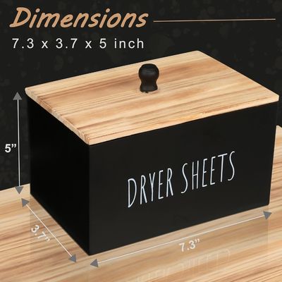 Gift Craft Black Wooden Box Container Rectangle Modern Space Saving Sheets Dispenser