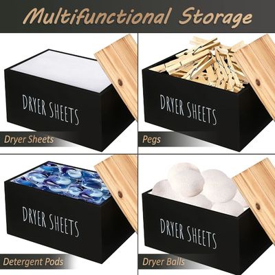 Gift Craft Black Wooden Box Container Rectangle Modern Space Saving Sheets Dispenser