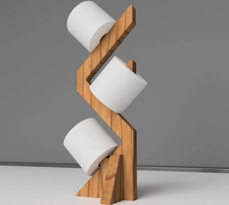Double Tier Wooden Shelf for Stylish and Functional Free Standing Toilet Paper Holder