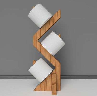 Double Tier Wooden Shelf for Stylish and Functional Free Standing Toilet Paper Holder