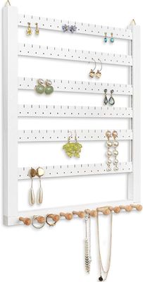 Easy Assemble Solid Beech Wood Earring Hanging Necklace Holder Hanger Wall Mount Jewelry Organizer