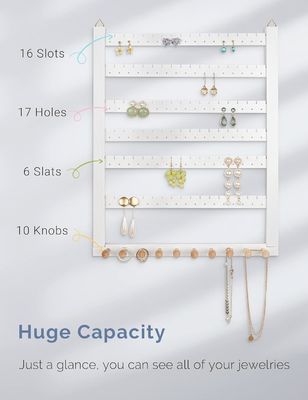 Easy Assemble Solid Beech Wood Earring Hanging Necklace Holder Hanger Wall Mount Jewelry Organizer