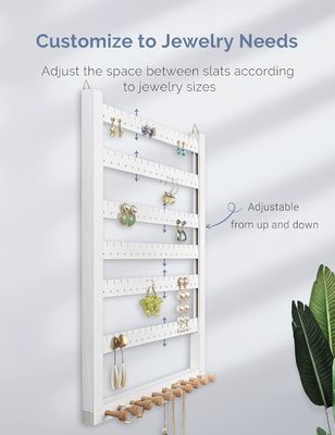Easy Assemble Solid Beech Wood Earring Hanging Necklace Holder Hanger Wall Mount Jewelry Organizer