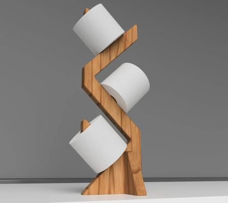 Double Tier Wooden Shelf for Stylish and Functional Free Standing Toilet Paper Holder