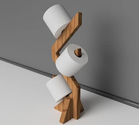 Double Tier Wooden Shelf for Stylish and Functional Free Standing Toilet Paper Holder