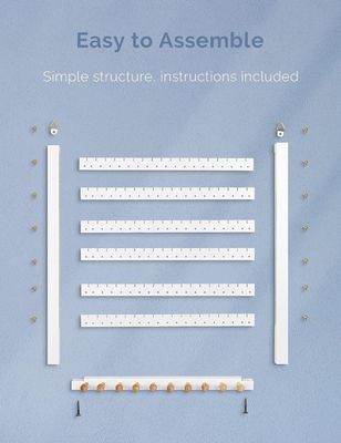 Easy Assemble Solid Beech Wood Earring Hanging Necklace Holder Hanger Wall Mount Jewelry Organizer