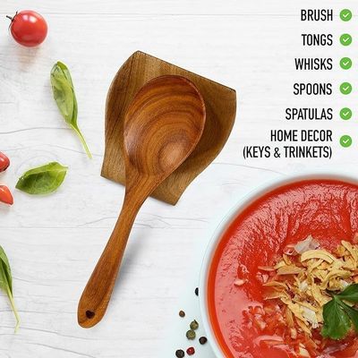 Gift Craft Industrial Acacia Wood Spoon Holder Rest for Kitchen Non Slip Silicone Feet
