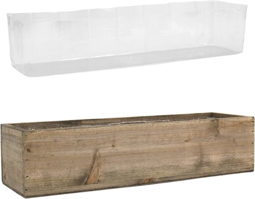 Other Gift Craft Luxury Rustic Brown Wooden Planter Box with Removable Plastic Liner