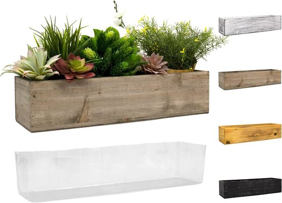 Other Gift Craft Luxury Rustic Brown Wooden Planter Box with Removable Plastic Liner