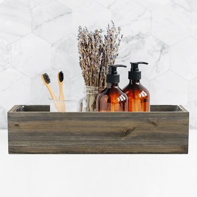 Other Gift Craft Luxury Rustic Brown Wooden Planter Box with Removable Plastic Liner