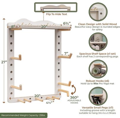 Convenient Wood Yoga Mat Organizer for Fully Customizable Home Gym Wall Mounting