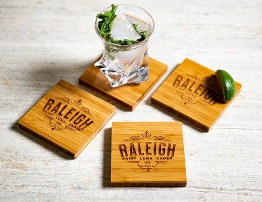 Family Name Coasters with Optional Holder Made of Bamboo Beech Walnut Oak MDF or Pine