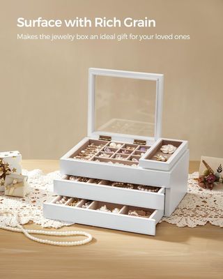 Clear Lid 3-Layer Wooden Jewelry Box in Rectangle Shape for Custom Storage Needs
