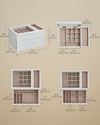 Clear Lid 3-Layer Wooden Jewelry Box in Rectangle Shape for Custom Storage Needs
