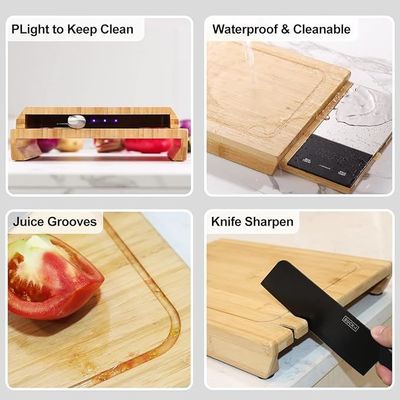 Multifunctional Bamboo Smart Chopping Cutting Board 8 In 1 Meal Prep System Square