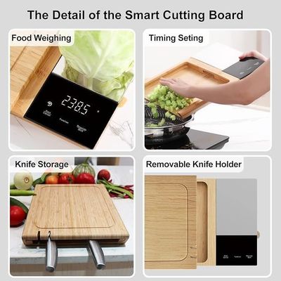 Multifunctional Bamboo Smart Chopping Cutting Board 8 In 1 Meal Prep System Square