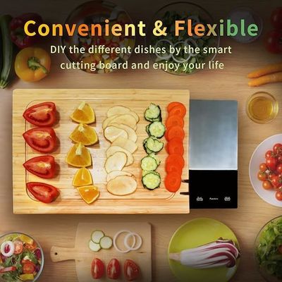 Multifunctional Bamboo Smart Chopping Cutting Board 8 In 1 Meal Prep System Square