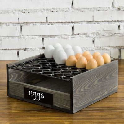 OEM ODM Accepted Wood/beech Wooden Egg Holder with Metal Storage Box Wooden Crates
