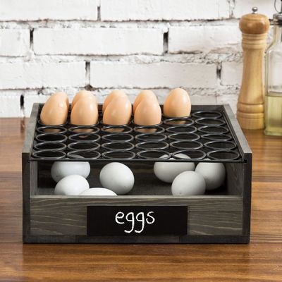 OEM ODM Accepted Wood/beech Wooden Egg Holder with Metal Storage Box Wooden Crates