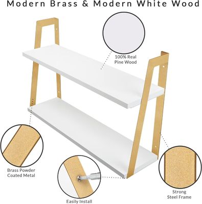 Home Furniture 2-Tier Modern Rustic Floating Wall Shelves with Wall Mounting Design